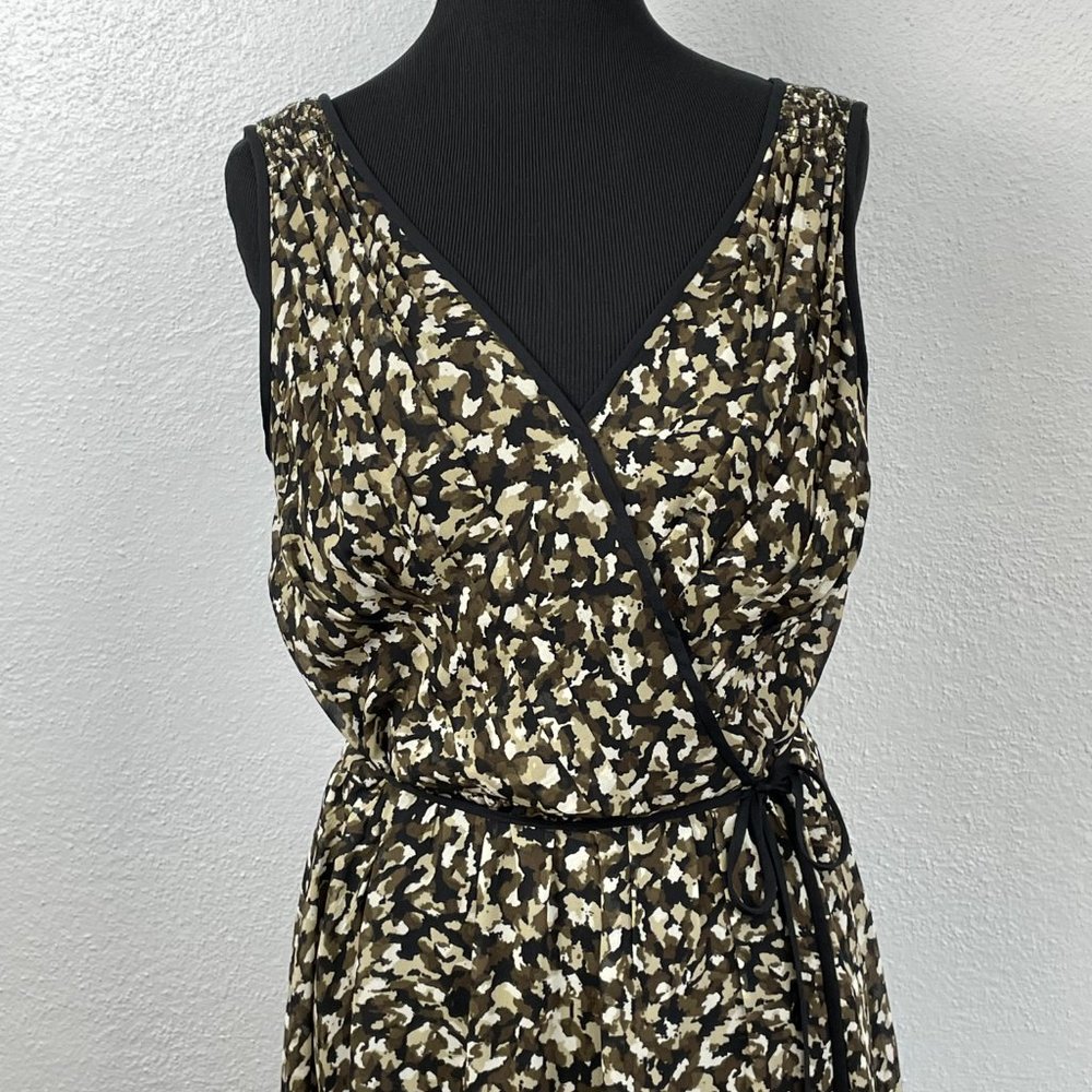 Talbots Womens \Neutral Printed 100% Silk Sleeveless A Line Dress - Picture 2 of 6
